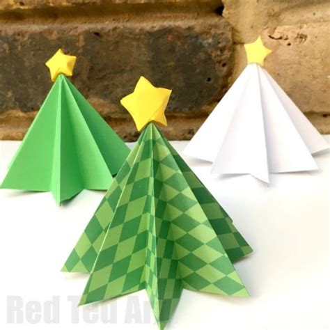 Easy Origami Christmas Tree Diy Red Ted Art Make Crafting With Kids Easy And Fun