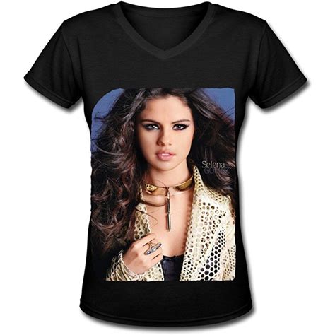 Rock Selena Gomez Tour 2016 Fan Logo V Neck T Shirt For Women Black T