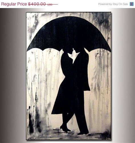 Original Abstract Contemporary Rainy Day Painting Man And