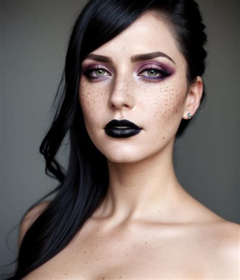 Premium Ai Image Dark Haired Woman Young Beauty Portrait Long Hair With Dark Goth Makeup Style