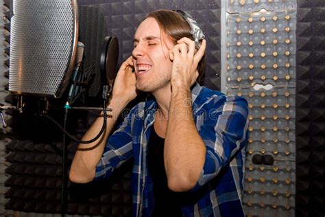 Singer In A Recording Studio Stock Photo Image Of Computer Line