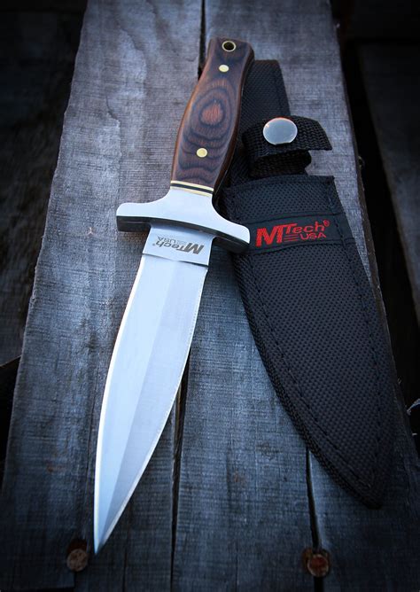 Mtech Usa Mt2003 Fixed Blade Knife Titanium Double Edge Blade Pakkawood