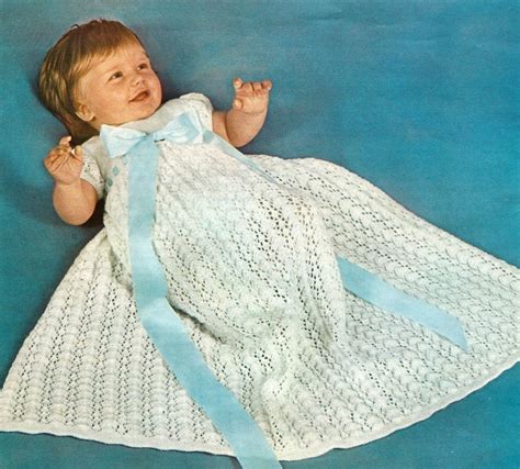 Pdf Vintage Knitting Pattern Baby Christening Dress Heirloom Gown 3 Ply