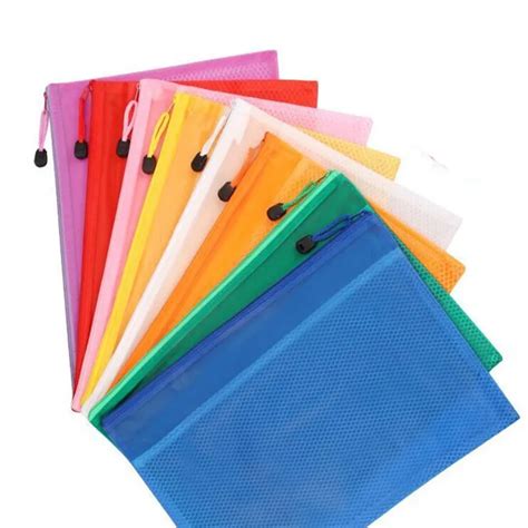 Waterproof Eco Friendly A4 Plastic Pvc Mesh Zipper Document Bag File