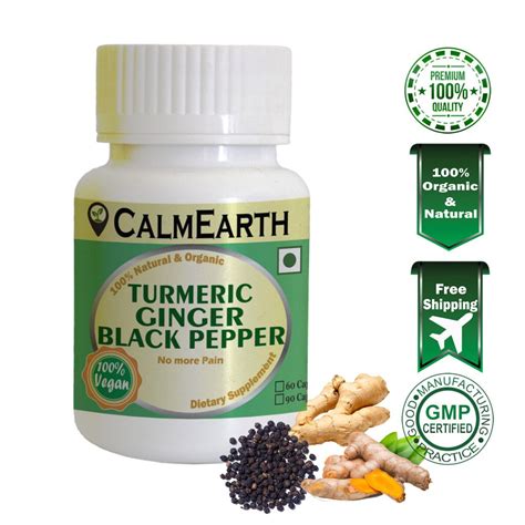 Calm Earth Turmeric Ginger Black Pepper Organic Herbal Capsule