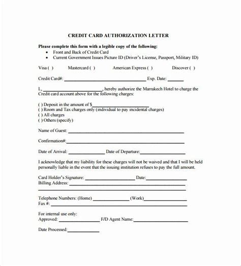 The law regulates credit reporting and ensures that only business entities with a specific, legitimate purpose, and not members of the general public, can check your credit without written permission. Credit Card Authorization Letter Template Lovely 10 Credit Card Authorization Letters to Down ...
