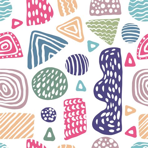 Creative Freehand Colored Shapes Seamless Pattern Simple Design