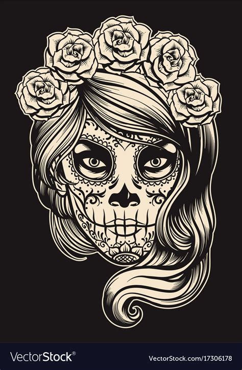 Sugar Skull Girl Royalty Free Vector Image Vectorstock