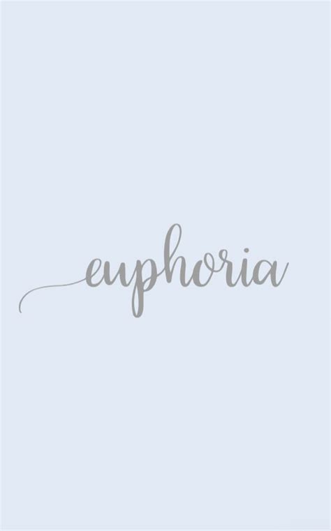 The Word Euphoria Written In Cursive Writing On A Light Blue Background