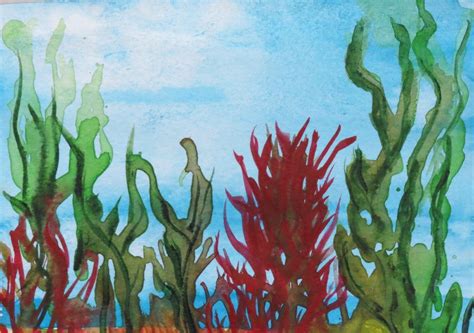 Underwater Painting Seaweed Kelp Forest Art Work Original Etsy