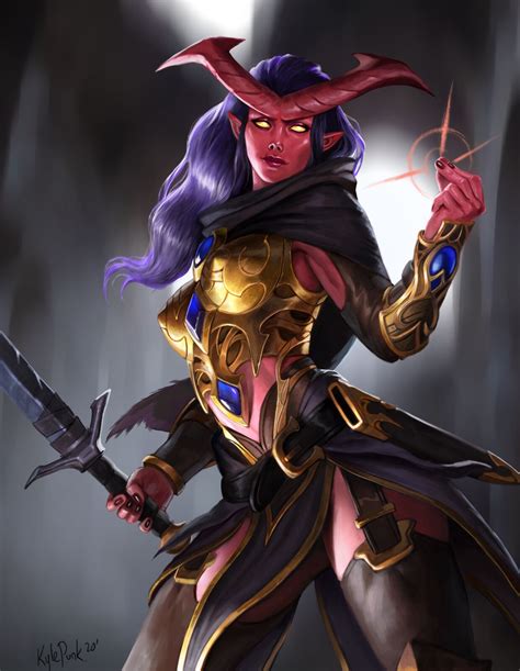 female tiefling fighter eldritch knight fantasy character art rpg character character