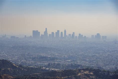 Haze Look Of Los Angeles Downtown Skyline Stock Image Image Of