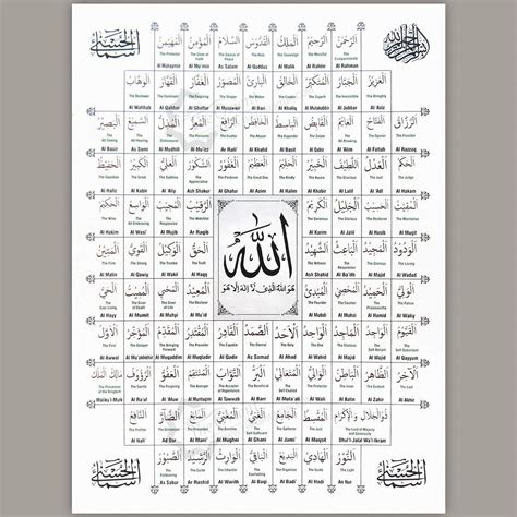 99 Names Of Allah In Arabic With English Meaning Trakmouse