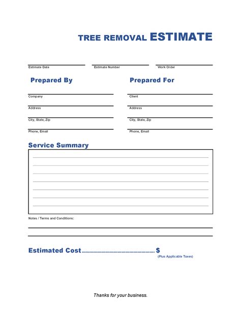 Tree Removal Estimate Template Invoice Maker