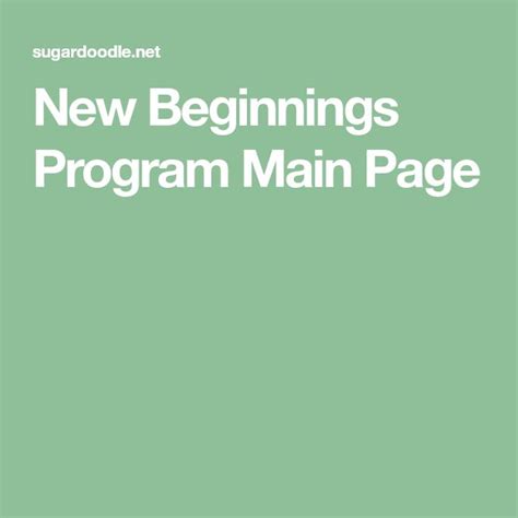 New Beginnings Program Main Page Page Program New Beginnings Faith