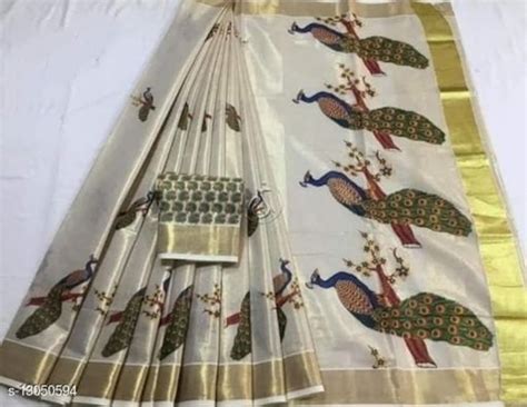 Customized Ready To Wear Onam Saree Kerala Kasvu Tissue Saree Elegant