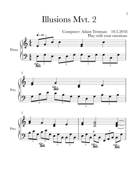 Illusions Mvt 2 Sheet Music Adam Trotman Piano Solo