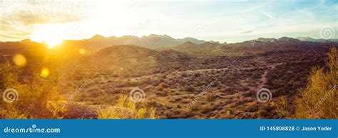 Sonoran Desert Panorama At Sunset Stock Photo Image Of Natural