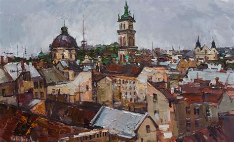 Lviv Original Oil Painting City Of Lviv Ukraine Landscape Etsy