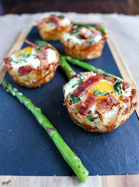 These cute hash brown egg nests with avocado are fun to make with shredded hash browns and cheese baked into a crispy nest then topped with an egg, crumbled bacon and even more cheese. Hash Brown Egg Nests by Karyl's Kulinary Krusade