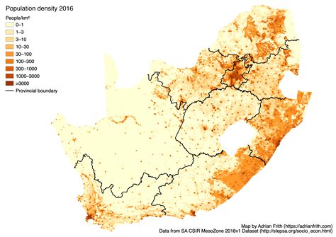 Change In Population Density South Africa 19962016 Oc 3507x2480