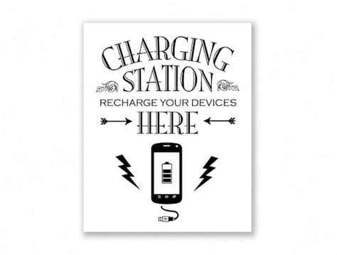 Charging Station Printable Sign 5x7 And 8x10 Black Text Etsy