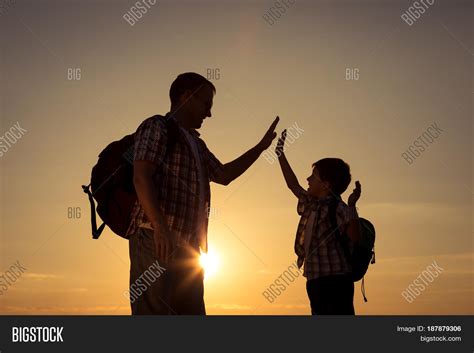 Father Son Walking On Image And Photo Free Trial Bigstock