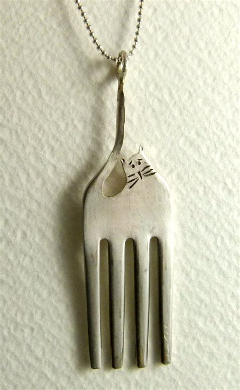 Clark The Fork Cat Up Cycled Sterling And Silver Plated Fork Etsy