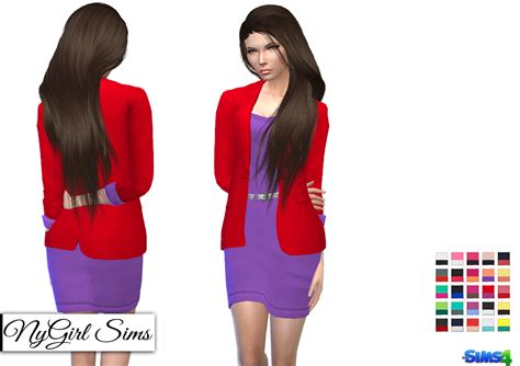 Nygirl Sims 4 Colorblock Blazer With Dress