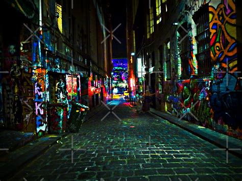 Graffiti Street At Night Melbourne Australia By Haymelter Redbubble