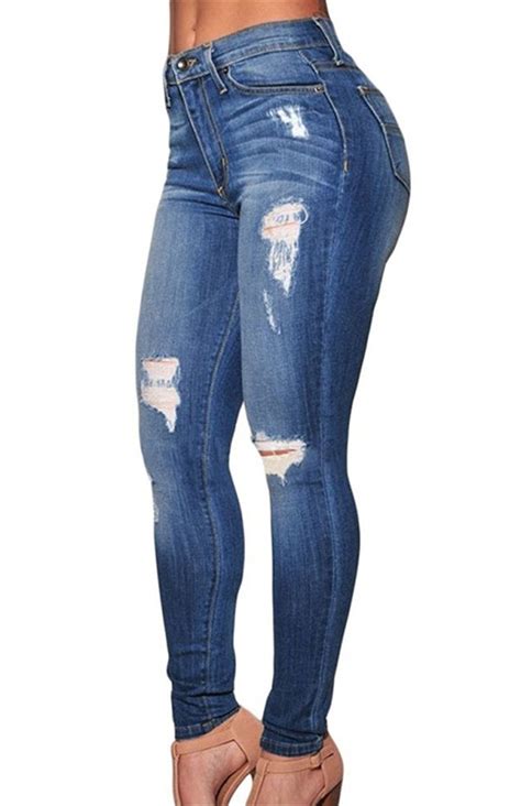 Nicetage Womens Skinny High Waist Hippie Stretchy Destroyed Jeans