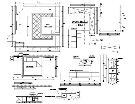1 Bedroom House Plans With Furniture Design Autocad File Cadbull
