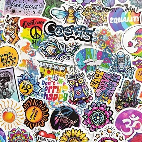 Psychedelic Peace Sticker Packs Hippie Stickers Vinyl Etsy