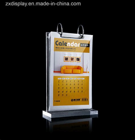 Custom Acrylic T Shape Calendars Display Stand Desk Calendar Holder
