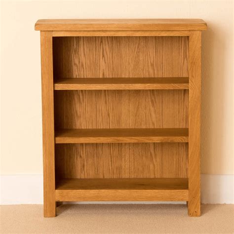 Lanner Waxed Oak Small Low Bookcase 3 Shelves Solid Wood Roseland