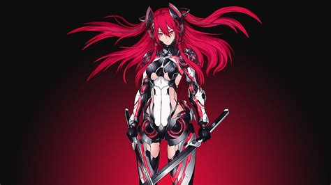 Personaje De Anime Femenino De Pelo Rojo Mecha Girl Red Warrior