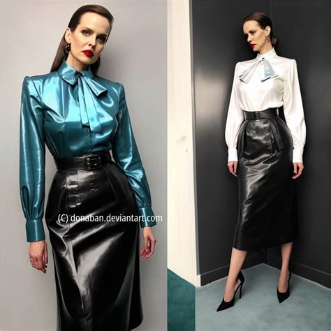 Satin Blouse And Leather Skirt By Donaban On Deviantart