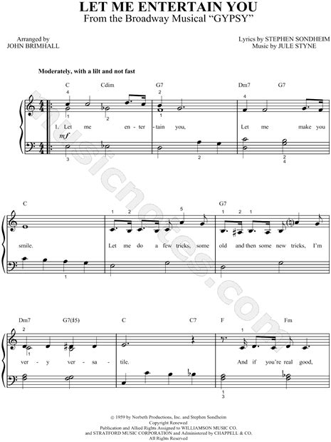 Let Me Entertain You From Gypsy Sheet Music In C Major Transposable Download And Print