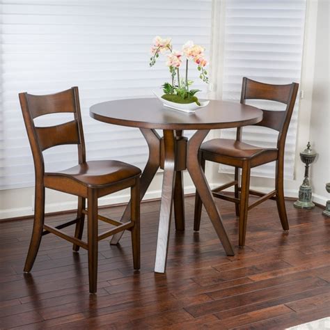 Shop Tehama 3 Piece Round Wood Counter Height Bistro Set By Christopher