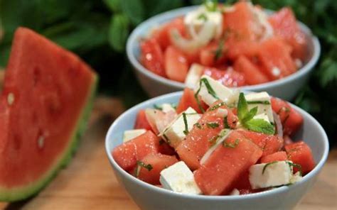 Recette Salade pastèque tomate feta pas chère et rapide Cuisine Étudiant