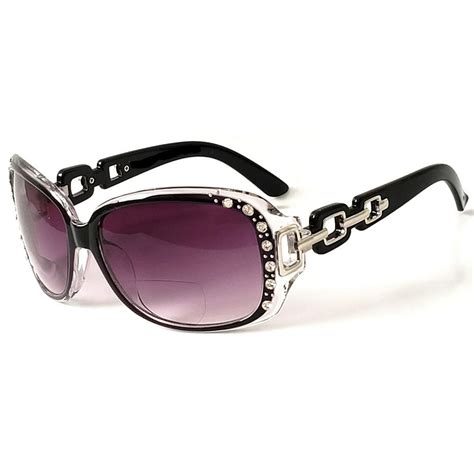 womens bifocal lens sunglasses rhinestone oversized square frame black