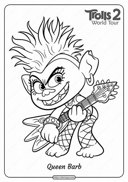 Trolls Coloring Barb Printable Queen Tour Troll