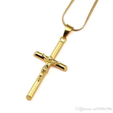Cross chains for men gold. Wholesale Men Jesus Cross Necklaces 18k Gold Plated Fashion Hip Hop Jewelry Design Long 45CM ...