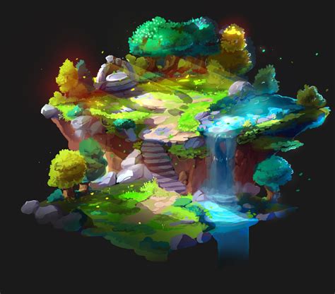Artstation 2d Concept Art 3 Mystic Forest Isometric Speed Painting