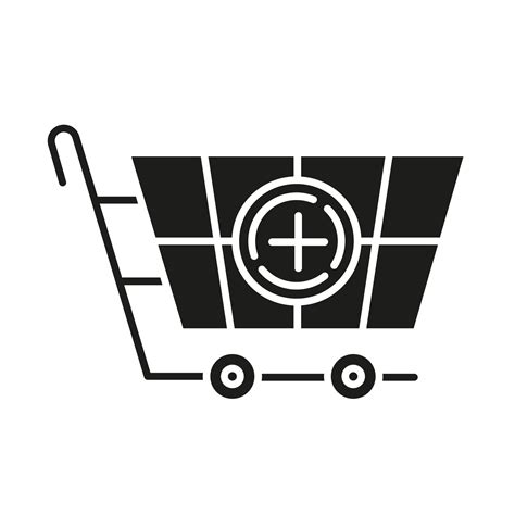 Shop Trolley Glyph Icon Adding Products To Basket Shopping Equipment