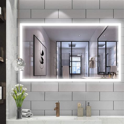 Vanity Art High Quality 48 Rectangular Wall Mounted Frameless Led Lighted Bathroom Vanity