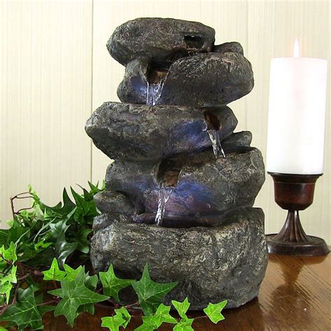 Indoor Tabletop Desk Top Rock Water Fountain For Office Or Home Decor