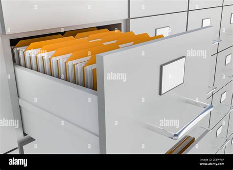 Open Filing Cabinet Drawer With Documents Inside Data Collection
