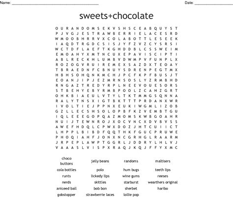 Candy Word Search Printable Word Search Printable