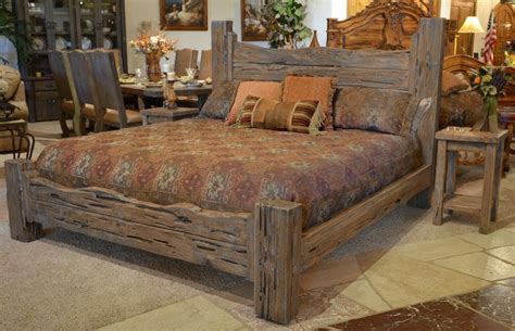 Rustic King Bed Custom Western Style Wood Bed Brs178a Rustic